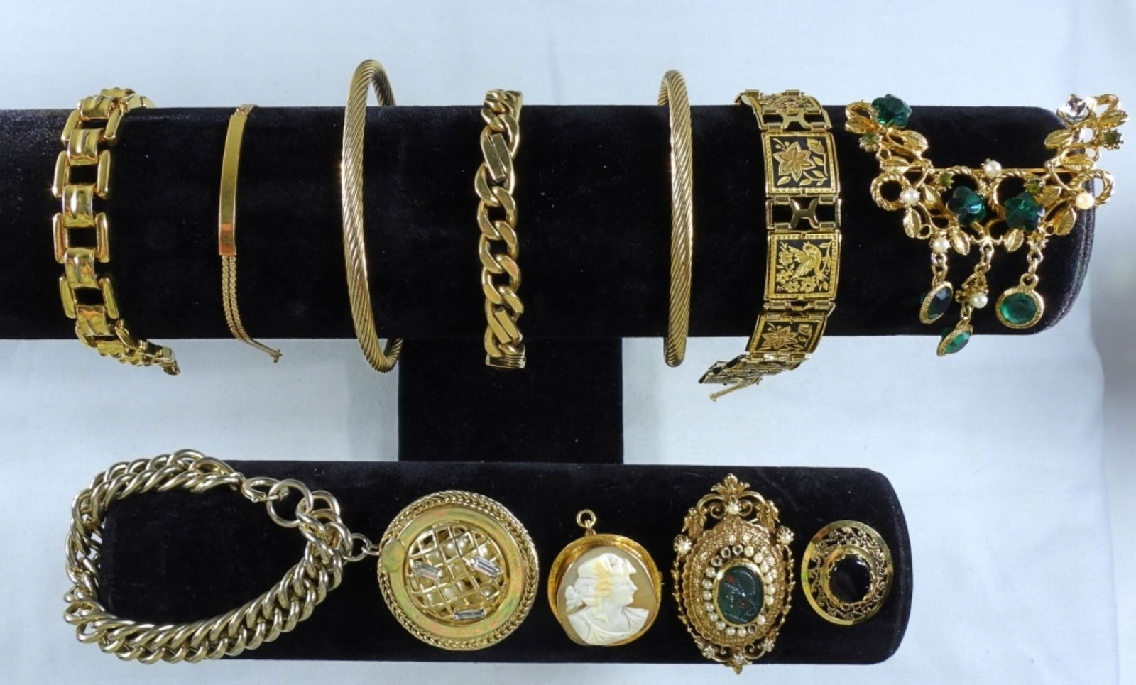 (7) Gold-Tone Bracelets (4) Brooches (1 of 1)