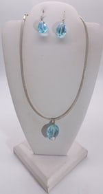 Aquamarine Color Necklace & Earrings