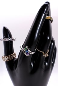 (5) Silver-Toned Rings