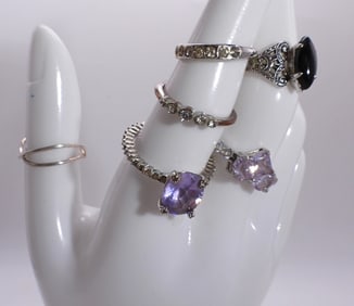 (6) Silver-Toned Rings