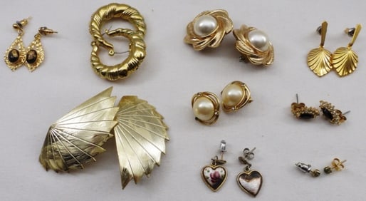 (9) Pairs of Gold-Toned Earrings