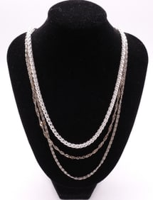 (3) Silver-Toned Necklaces