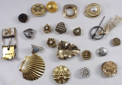 Mixed Lot Of Button Covers and Scarf Brooches