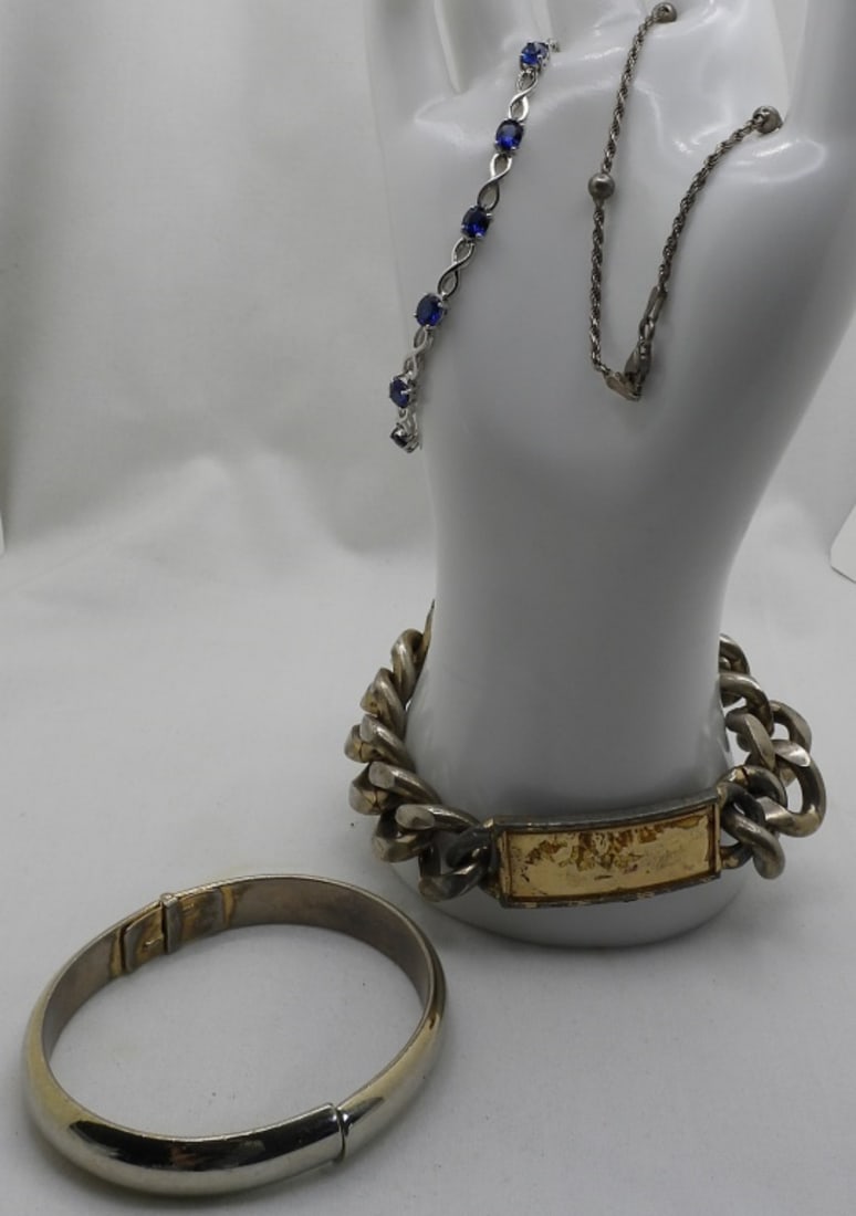 (4) Various Silver-Tone Bracelets: Beautiful bracelets