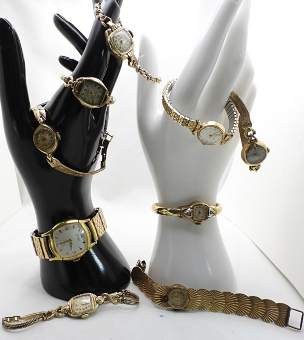 (9) Gold-Tone Womens Watches: Unsure if they all work, they're all beautiful
