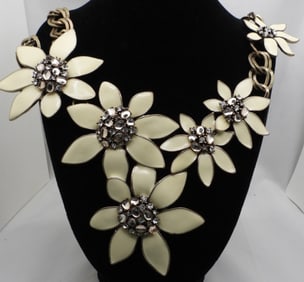 Large White & Gold-Tone Necklace