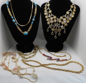 (7) Gold-Tone Necklaces