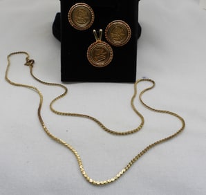 Gold-Tone Panda Necklace & Earrings