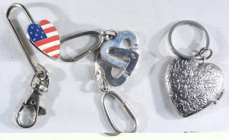(4) Heart Key Chains