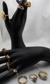 (10) Gold Tone Rings Sizes: 5-8.5