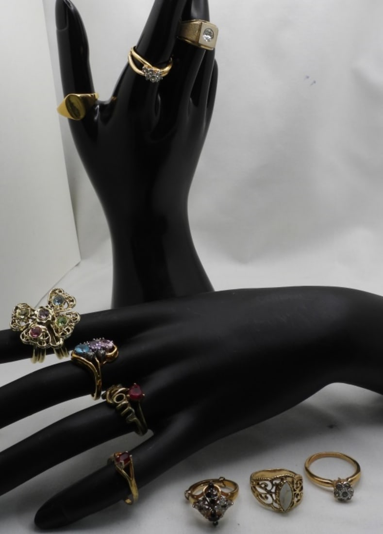 (10) Gold Tone Rings Sizes: 5-11.5 (1 of 1)