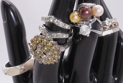 (8) Silver-Tone Rings