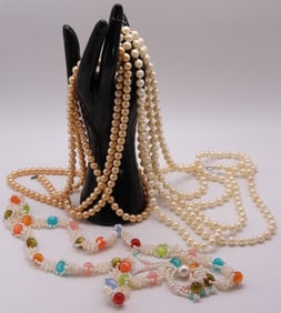 (3) Faux Pearls & Beaded Necklaces