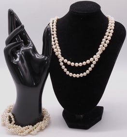 (1) Faux Pearl Bracelet & (2) Necklaces