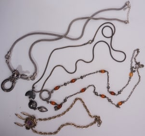 (4) Various Silver-Tone Necklaces