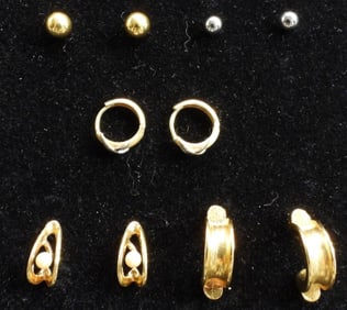 (5) Small Gold-Tone Pairs Of Earrings