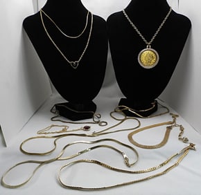 (10) Gold-Tone Necklaces