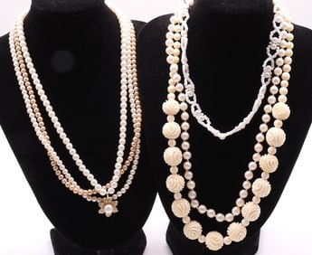 (5) Faux Pearl Necklaces