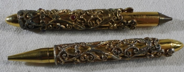 (2) Small Gold-Tone Pen & Pencil