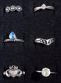 (6) Various Silver-Tone Rings