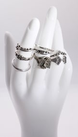 (8) Silver-Tone Womens Rings