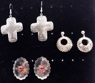 (3) Silver-Tone Earrings