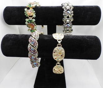 (4) Rhinestone Clasp Bracelets
