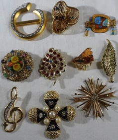 (10) Gold-Tone Broaches