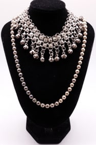 (2) Silver-Tone Necklaces