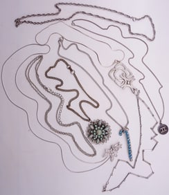 (8) Silver-Tone Necklaces