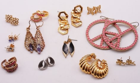 (13) Pair Of Post Earrings