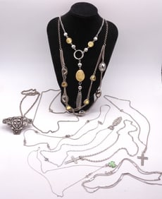 (10) Silver-Tone Necklaces