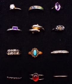 (9) Unique Silver-Tone Womens Rings