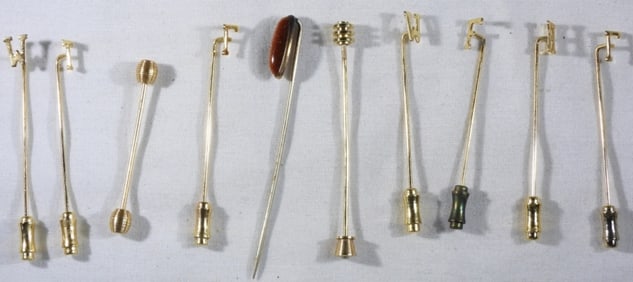 (10) Gold-Tone Scarf Pins