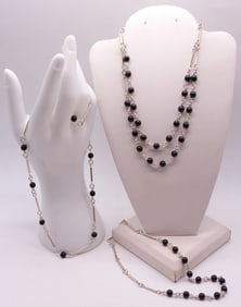 (4) Black & Silver-Tone Necklaces