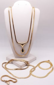 (4) Chain Necklaces & (1) Chain Bracelet