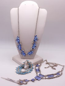 (2) Blue Necklaces & (1) Blue Bracelet