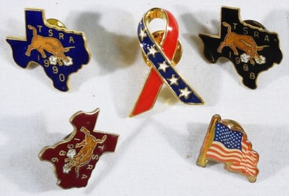 (5) Texas & American Flag Pins
