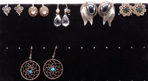 (5) Silver-Tone Pairs Of Earrings