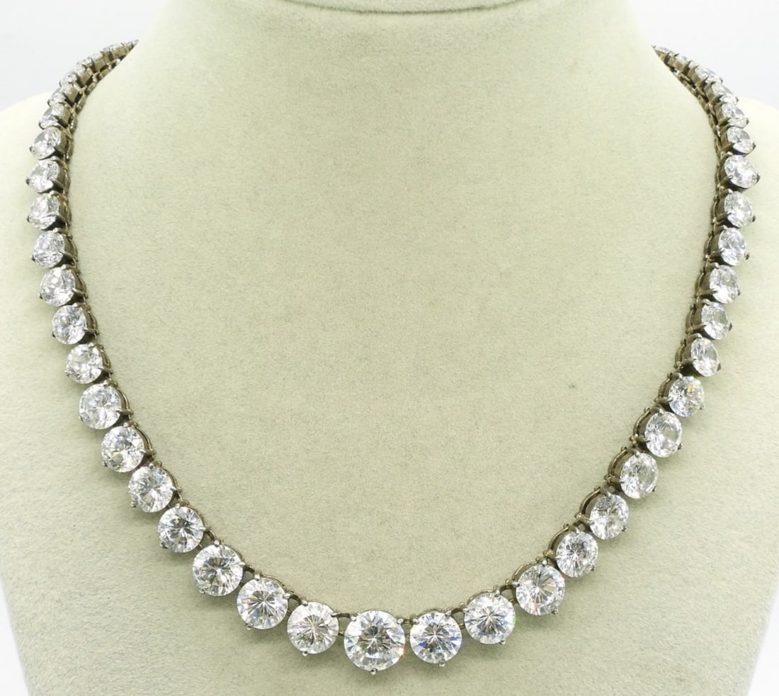 Sterling Simulated Diamond Necklace (1 of 2)