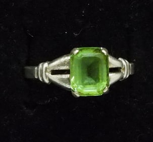 Uranium Glass Sterling Ring