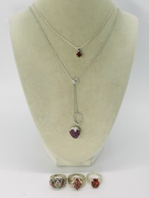 Garnet Gemstone 925 Rings & Necklaces