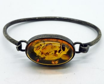 Vintage Sterling Amber Bracelet