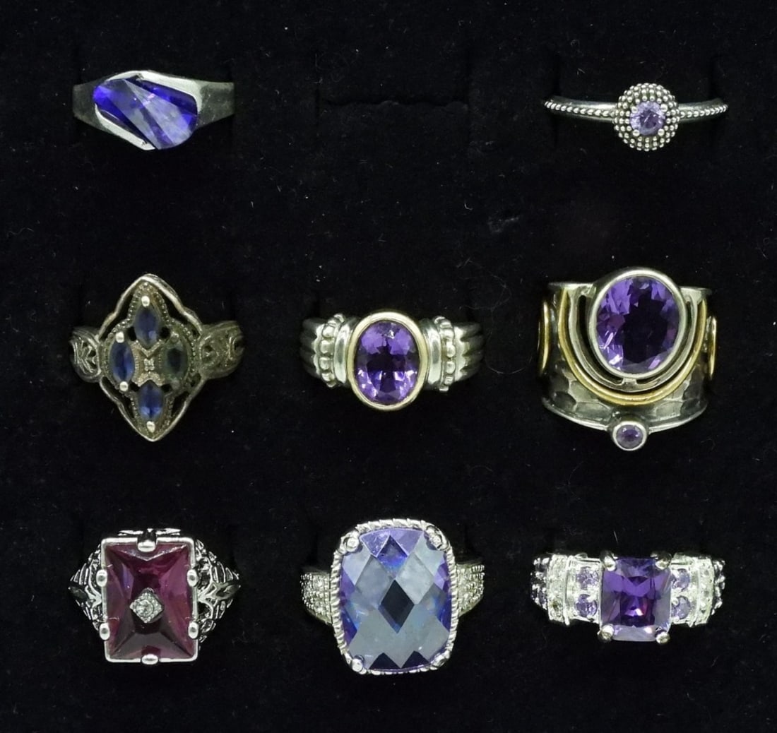 8 Gorgeous Sterling Amethyst Rings (1 of 2)