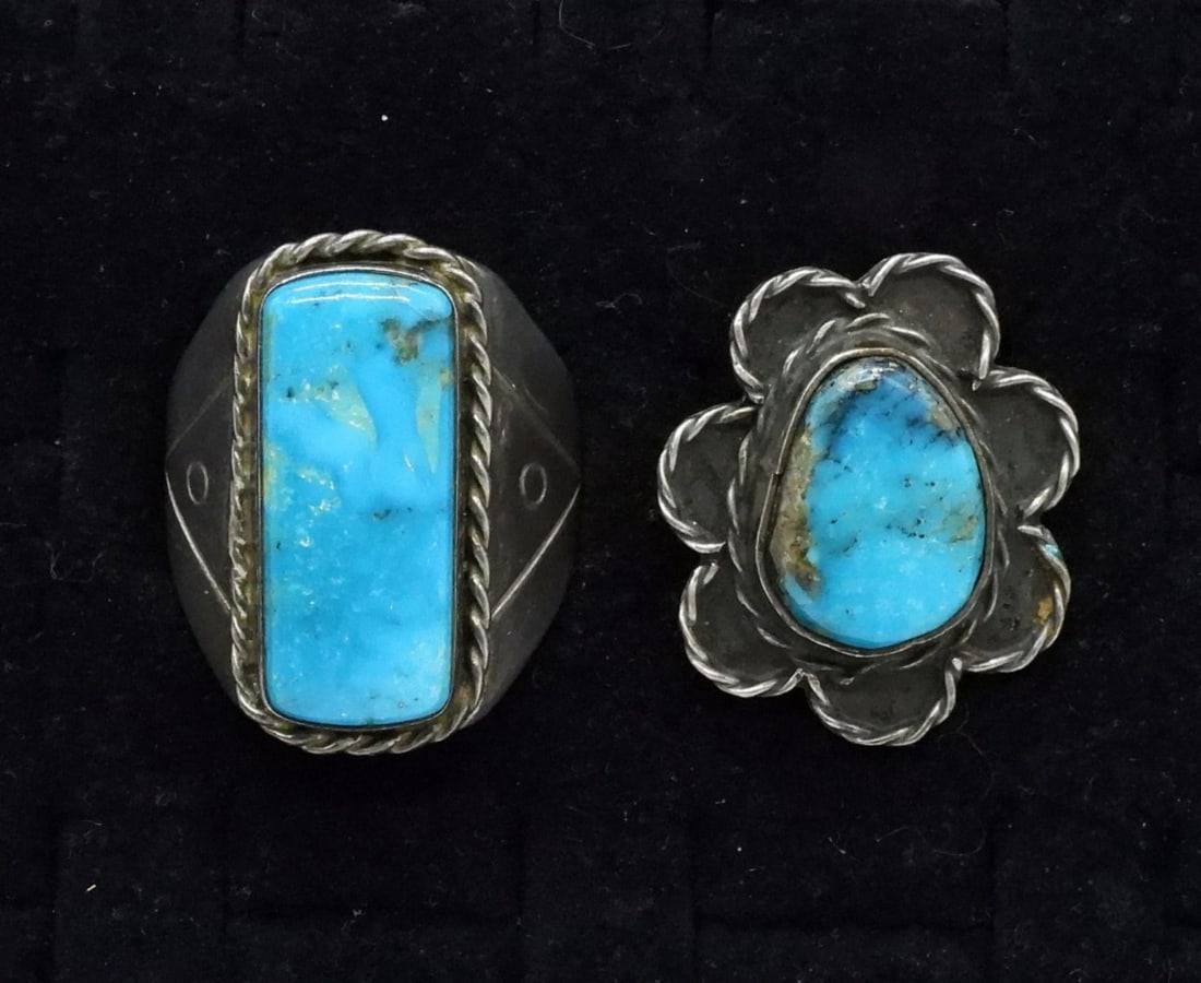 2 Large Sterling Turquoise Rings (1 of 3)