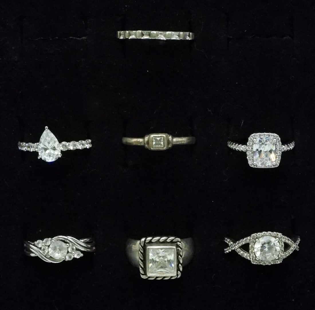 7 Bridal Style Sterling Rings (1 of 2)