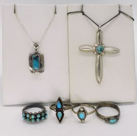 Turquoise Sterling Vintage Rings & Necklaces