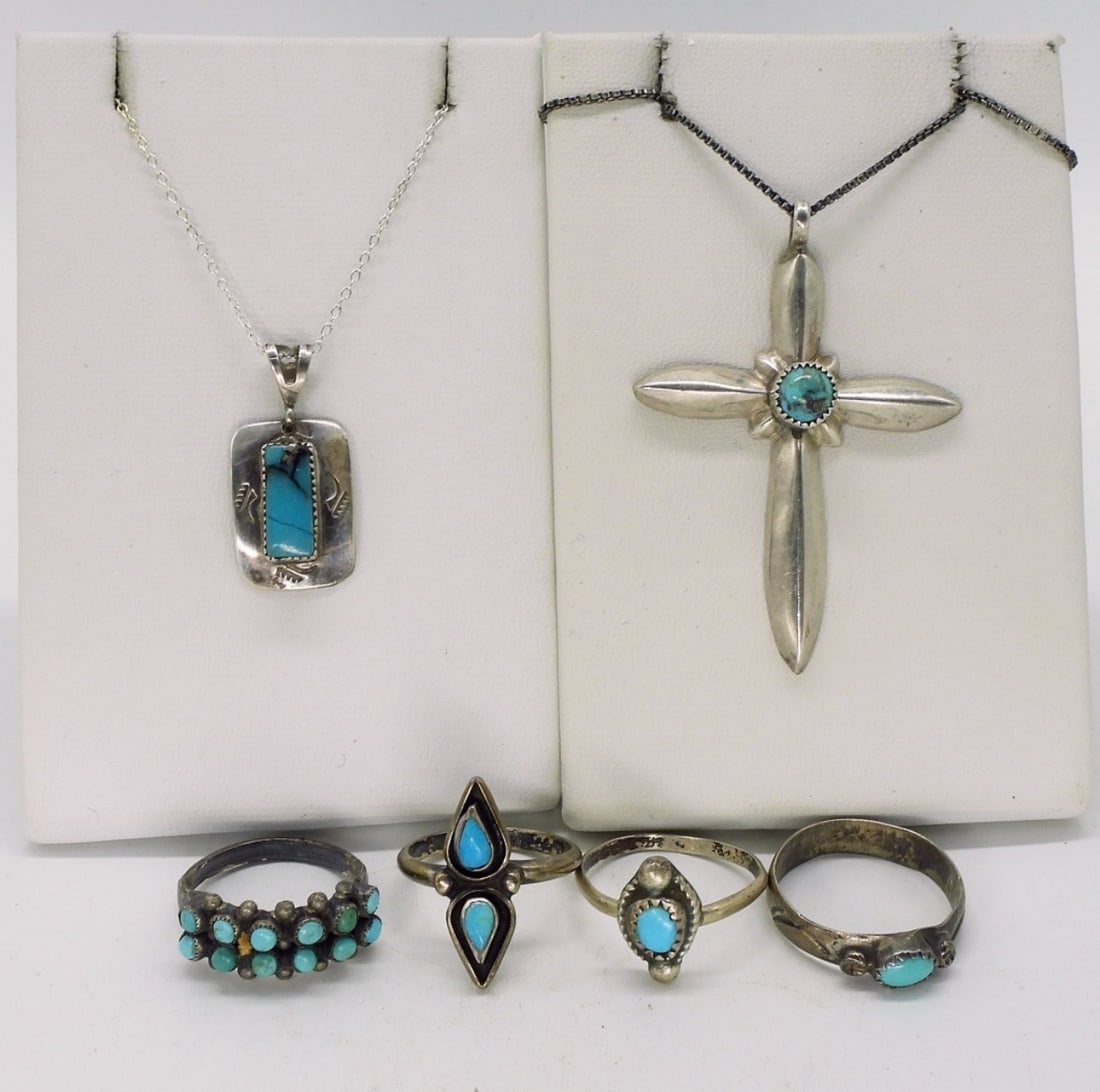 Turquoise Sterling Vintage Rings & Necklaces (1 of 4)
