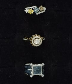 3 Diamond & Moissanite Sterling Rings