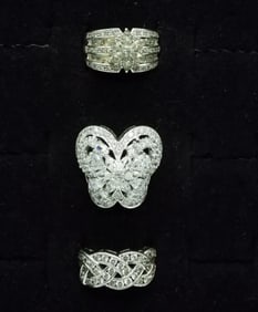 3 Sterling Simulated Diamond Fashion Rings